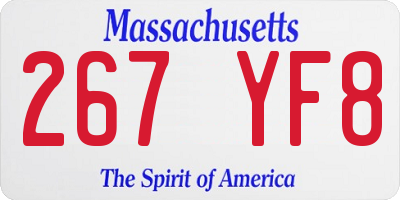 MA license plate 267YF8