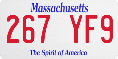 MA license plate 267YF9