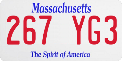 MA license plate 267YG3