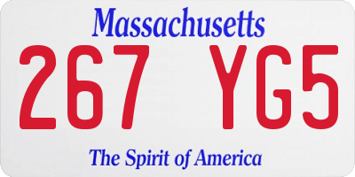 MA license plate 267YG5