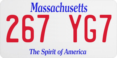 MA license plate 267YG7