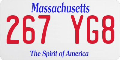 MA license plate 267YG8