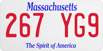 MA license plate 267YG9