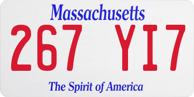MA license plate 267YI7
