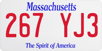 MA license plate 267YJ3