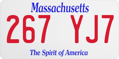 MA license plate 267YJ7