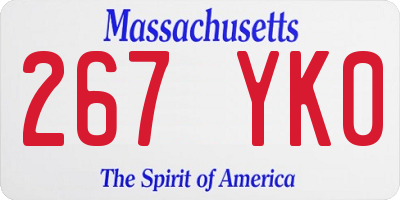 MA license plate 267YK0