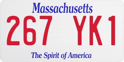 MA license plate 267YK1