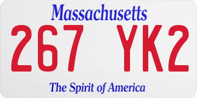 MA license plate 267YK2