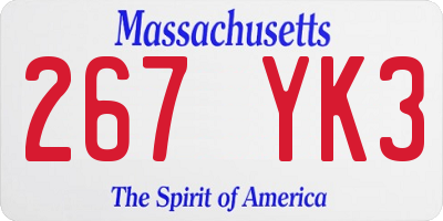 MA license plate 267YK3