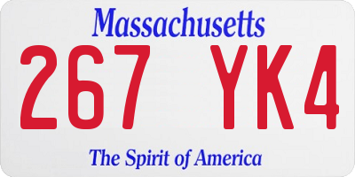 MA license plate 267YK4