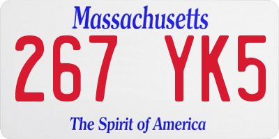 MA license plate 267YK5