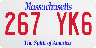 MA license plate 267YK6