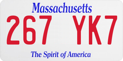 MA license plate 267YK7
