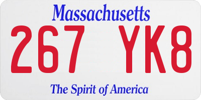 MA license plate 267YK8
