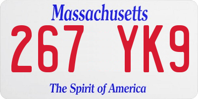 MA license plate 267YK9