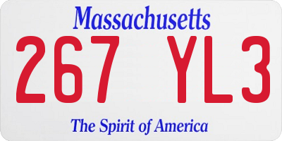 MA license plate 267YL3