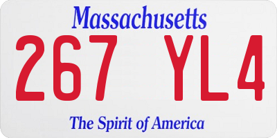 MA license plate 267YL4