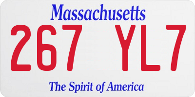 MA license plate 267YL7