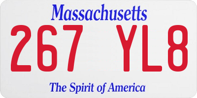 MA license plate 267YL8