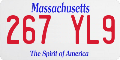 MA license plate 267YL9