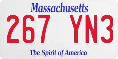 MA license plate 267YN3