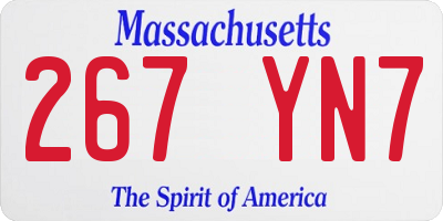 MA license plate 267YN7
