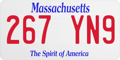 MA license plate 267YN9