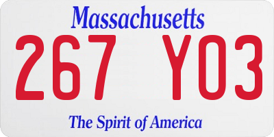 MA license plate 267YO3
