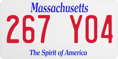 MA license plate 267YO4