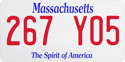 MA license plate 267YO5