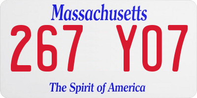 MA license plate 267YO7