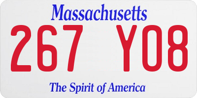 MA license plate 267YO8