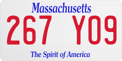 MA license plate 267YO9