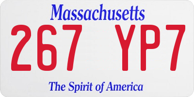 MA license plate 267YP7