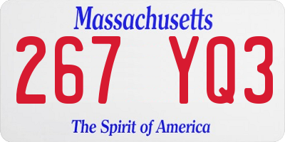 MA license plate 267YQ3