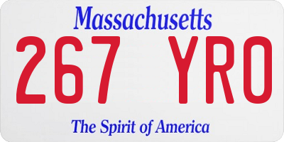 MA license plate 267YR0