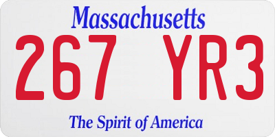 MA license plate 267YR3