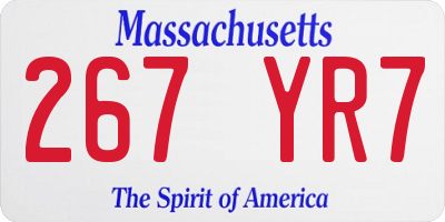MA license plate 267YR7