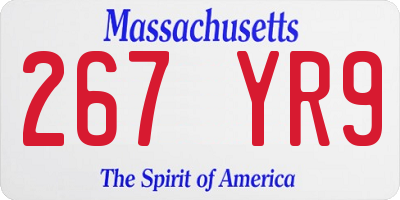 MA license plate 267YR9