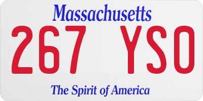 MA license plate 267YS0