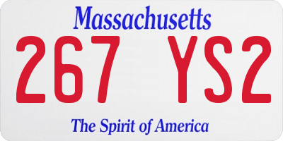 MA license plate 267YS2