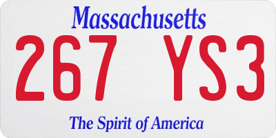 MA license plate 267YS3