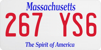 MA license plate 267YS6