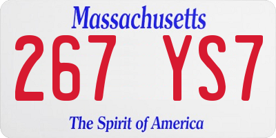 MA license plate 267YS7
