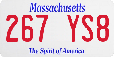 MA license plate 267YS8