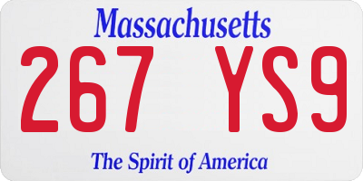 MA license plate 267YS9