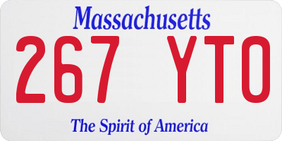 MA license plate 267YT0