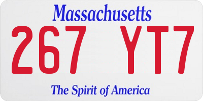 MA license plate 267YT7