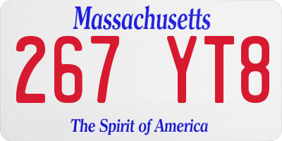 MA license plate 267YT8
